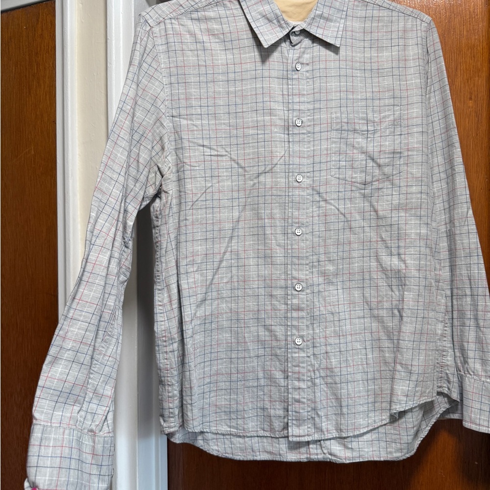 rag & bone Light Gray Plaid Button Down Shirt